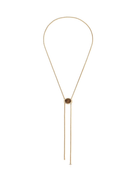 Crystal Bezel Bolo Necklace in Smokey Quartz Crystal