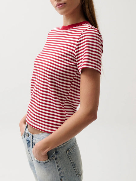 Alba Shrunken Tee in Racer Red