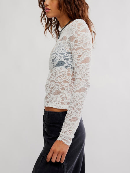 Raising Eyebrows Lace Top in Clean Ivory