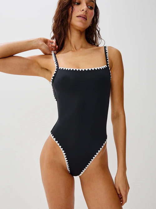 X RAILS Nadia One Piece in Black Blanket Stitch