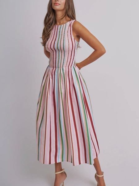 Under The Big Top Maxi Dress in Multi Stripe
