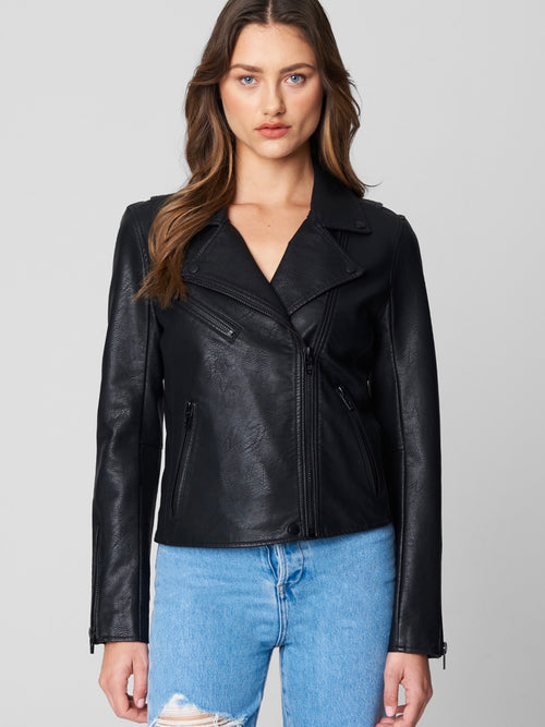 Onyx Tonal Leather Jacket in Black