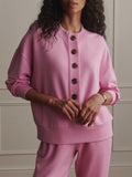 Reena Button Front Sweat in Moonlite Mauve