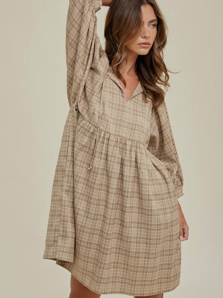 Plaid For Fall? Mini Dress in Mocha