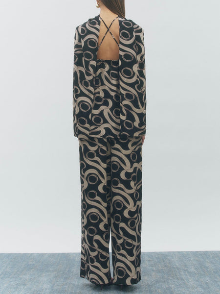 Hendrix Tunic Top in Black Beige