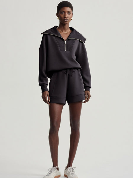 Catherine Half Zip Sweat in Black