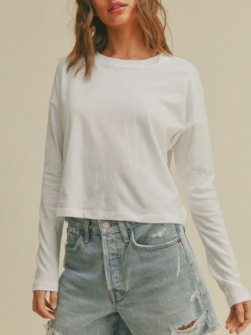 More To Love Long Sleeve Tee in White