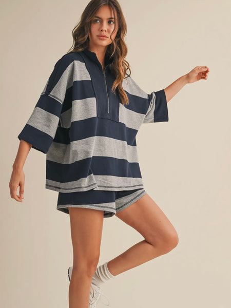 Sian Cropped Half Zip Midlayer in Lava Falls