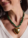 Oversized Heart Bandana Necklace in Dark Green