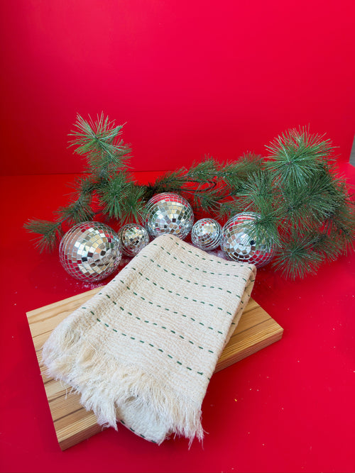 Stitched Tea Towel in Green