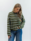 Piper Cabana Stripe Cardigan in Olive & Blue