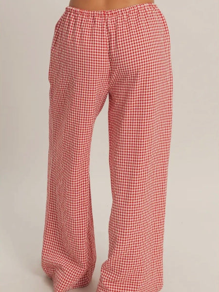 Bring The Gingham Pant in Red
