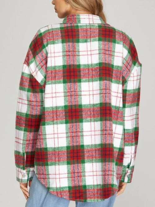 Cozy Cabin Shacket in Red & Green