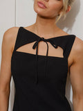 High Tie Mini Dress in Black