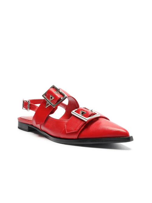 Darla Sling Leather Flat in Flame Scarlet