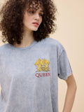 Queen World Tour 1977 Merch Tee in Light Blue Acid