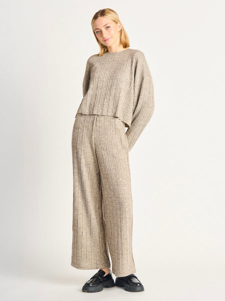 Shiloh Sweater Pant in Taupe/Heather Grey