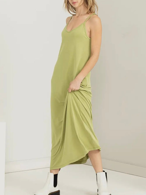 Classic Cami Maxi Dress in Pale Olive