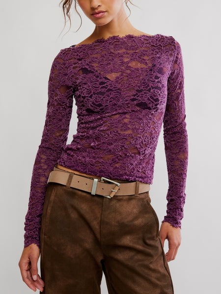 Raising Eyebrows Lace Top in Italian Plum