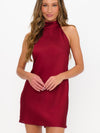 Lisa Mini Dress in Cranberry Luxe Satin