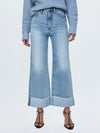 Lana Crop Wide Leg Cuffed Jean in Snowcat