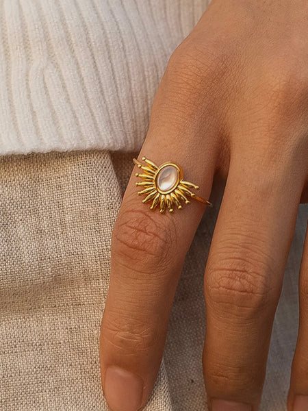 Fabienne Sun Stone Ring in White