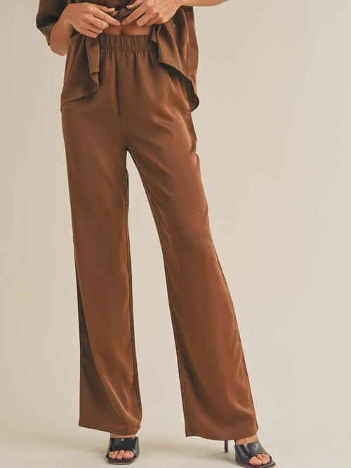 Smitten With Satin Trouser in Brown