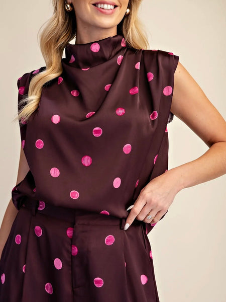 Polka Your Dot Blouse in Plum