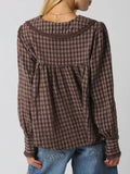 We're All Plaid Here Blouse in Brown