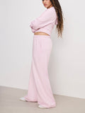 Brushed Fleece Wide Leg Pant in Washed Cotton Candy