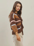 Coco Stripe Cardi in Brown