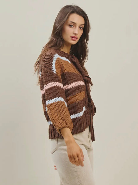 Coco Stripe Cardi in Brown