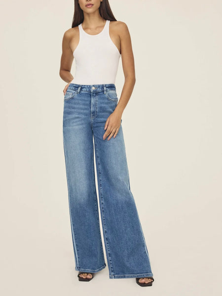 NCE Wide Leg Jean in White Stripes