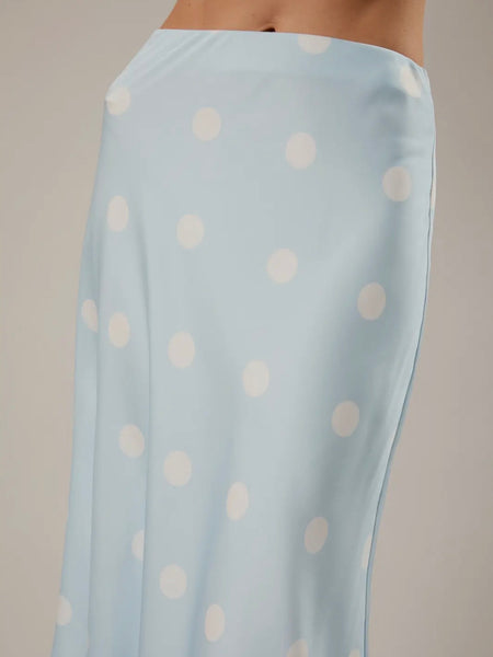 Dotted & Tee'd Skirt in Light Blue
