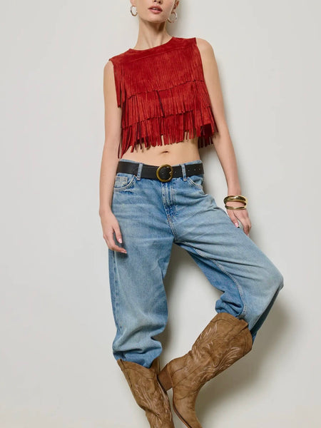 Feeling Fringey Tank in Brick