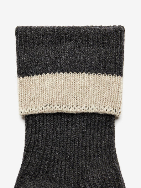 Kerry Plush Roll Top Sock in Charcoal/Sand Shell