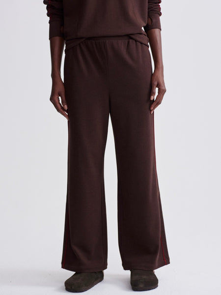 Brushed Rib Wide Leg Pant 28 in Red Chocolate Marl