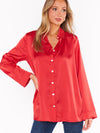 Smith Button Down in Red Luxe Satin