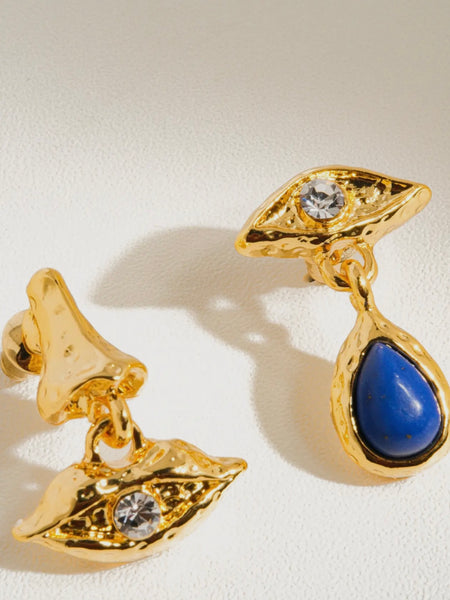 Eden Mismatched Earrings in Blue