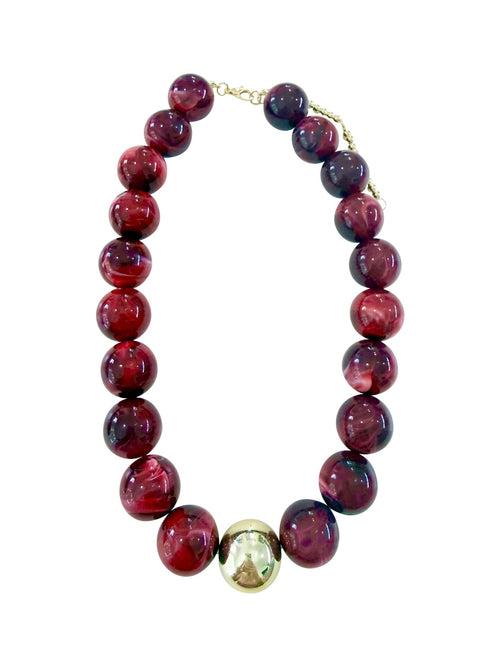James Beaded Necklace in Maroon