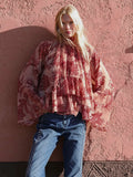 Tapestry Print Chiffon Ruffle Blouse in Batik Tapestry