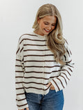 Piper Cabana Stripe Cardigan in Cream & Brown