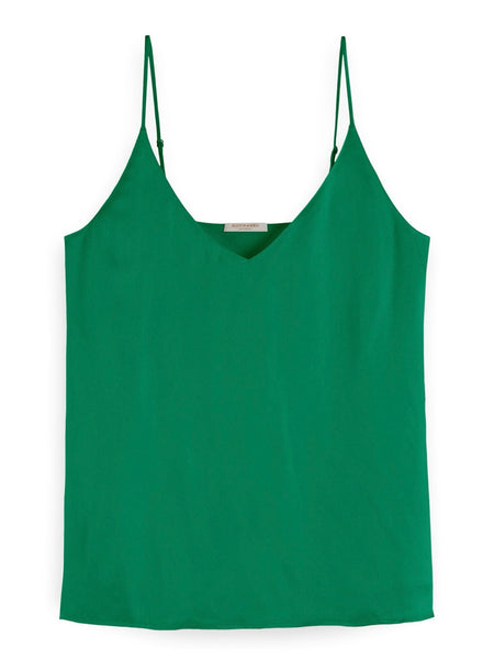 Woven Front Jersey Tank in Pine Tree