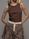 Make It Easy Crochet Trim Tank in Brown