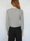 Long Sleeve Cotton Rib Crew in Heather Grey