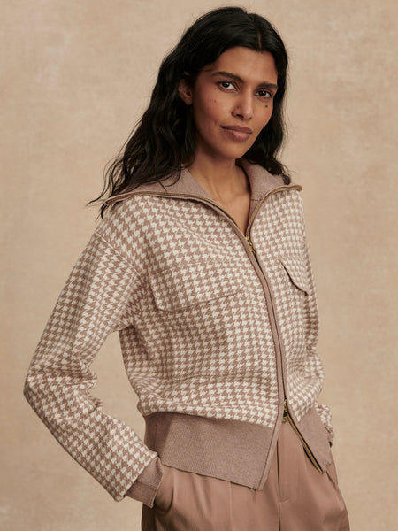 Ablett Jacquard Knit Jacket in Taupe
