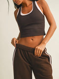On The Double Layered Tank in Dark Chocolate