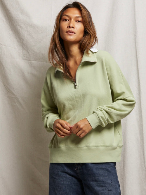 Maren French Terry Half Zip in Pistachio