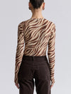 Stretch Mesh Thumbhole Top in Autumn Zebra