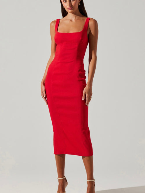 Anthia Midi Dress in Red